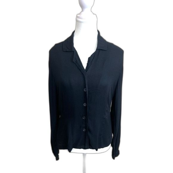 Flax Black Button Down Shirt - Picture 1 of 5